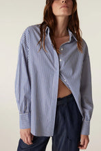 Load image into Gallery viewer, Boyfriend Shirt-Navy Stripe