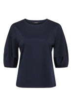 Load image into Gallery viewer, Pima Lantern Sleeve Top-Navy