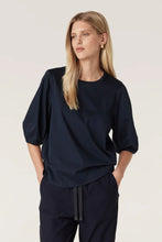 Load image into Gallery viewer, Pima Lantern Sleeve Top-Navy