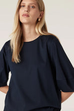 Load image into Gallery viewer, Pima Lantern Sleeve Top-Navy