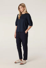 Load image into Gallery viewer, Pima Lantern Sleeve Top-Navy