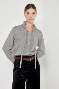The Florence Blouse-Micro Houndstooth