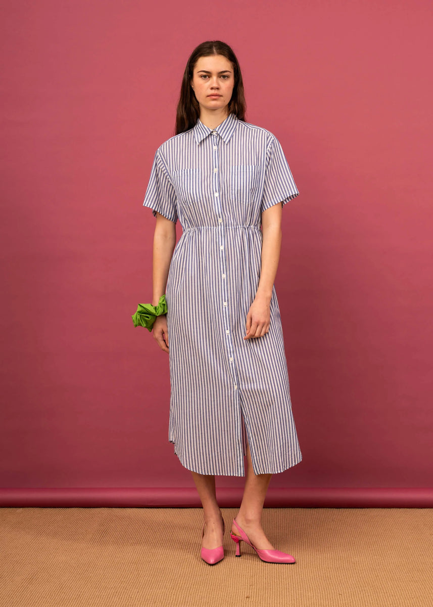 Pas de Calais Blue Shirring Stripe Dress Saxe Blue main image 1