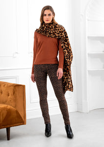 Lilah Leopard Jeans-Chocolate