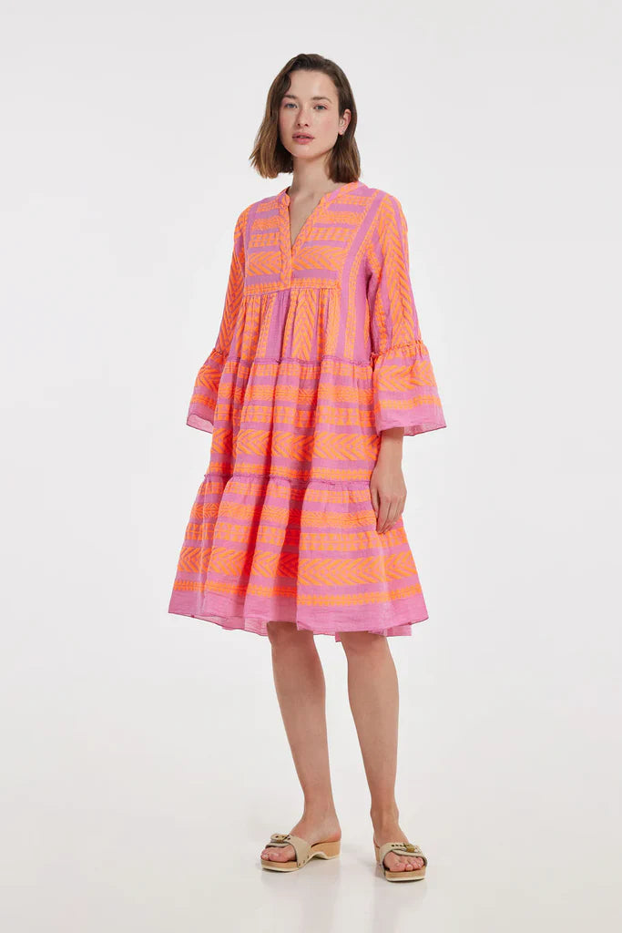 Ella Dress-Neon Orange/Fushia