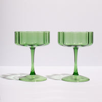 Load image into Gallery viewer, Wave Coupe Glasses-Set x 2 Green