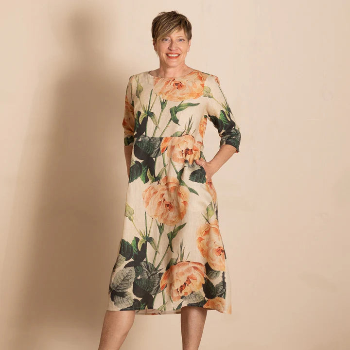 Roses Linen Romance Dress