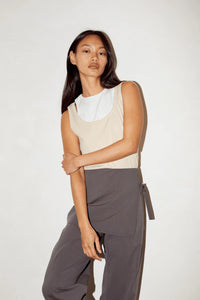 Millie Double Layer Tank-Sand/White