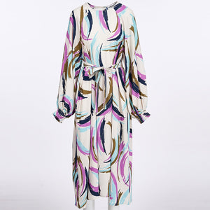 Dusun Dress-Abstract Print Off White