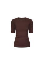 Load image into Gallery viewer, Ruched SS Tee-Chocolate