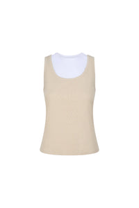 Millie Double Layer Tank-Sand/White