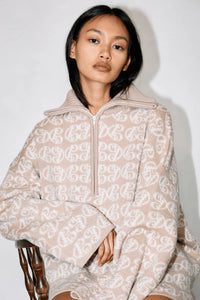 Chapman Monogram 1/4 Zip-Warm Sand/Cream
