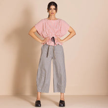 Load image into Gallery viewer, Check Barrel Pant-Navy/Cream
