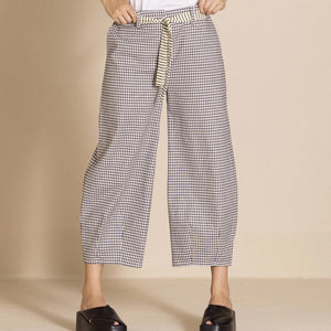 Check Barrel Pant-Navy/Cream