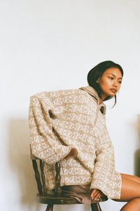 Chapman Monogram 1/4 Zip-Warm Sand/Cream