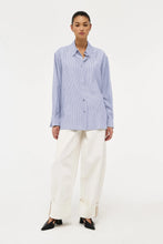 Load image into Gallery viewer, Mirage Drape Shirt-French Navy Stripe