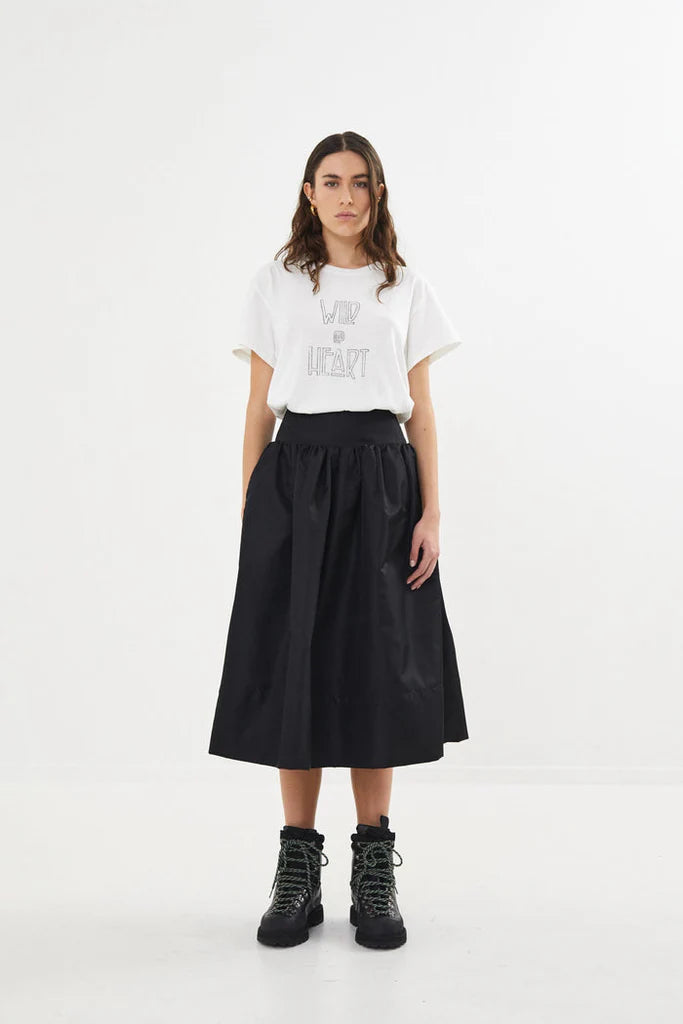 Silke Nylon Full Skirt-Black