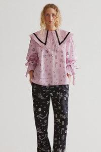 Candice Blouse-In Symbols Print-Pink