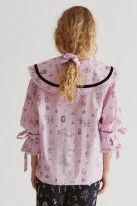 Candice Blouse-In Symbols Print-Pink