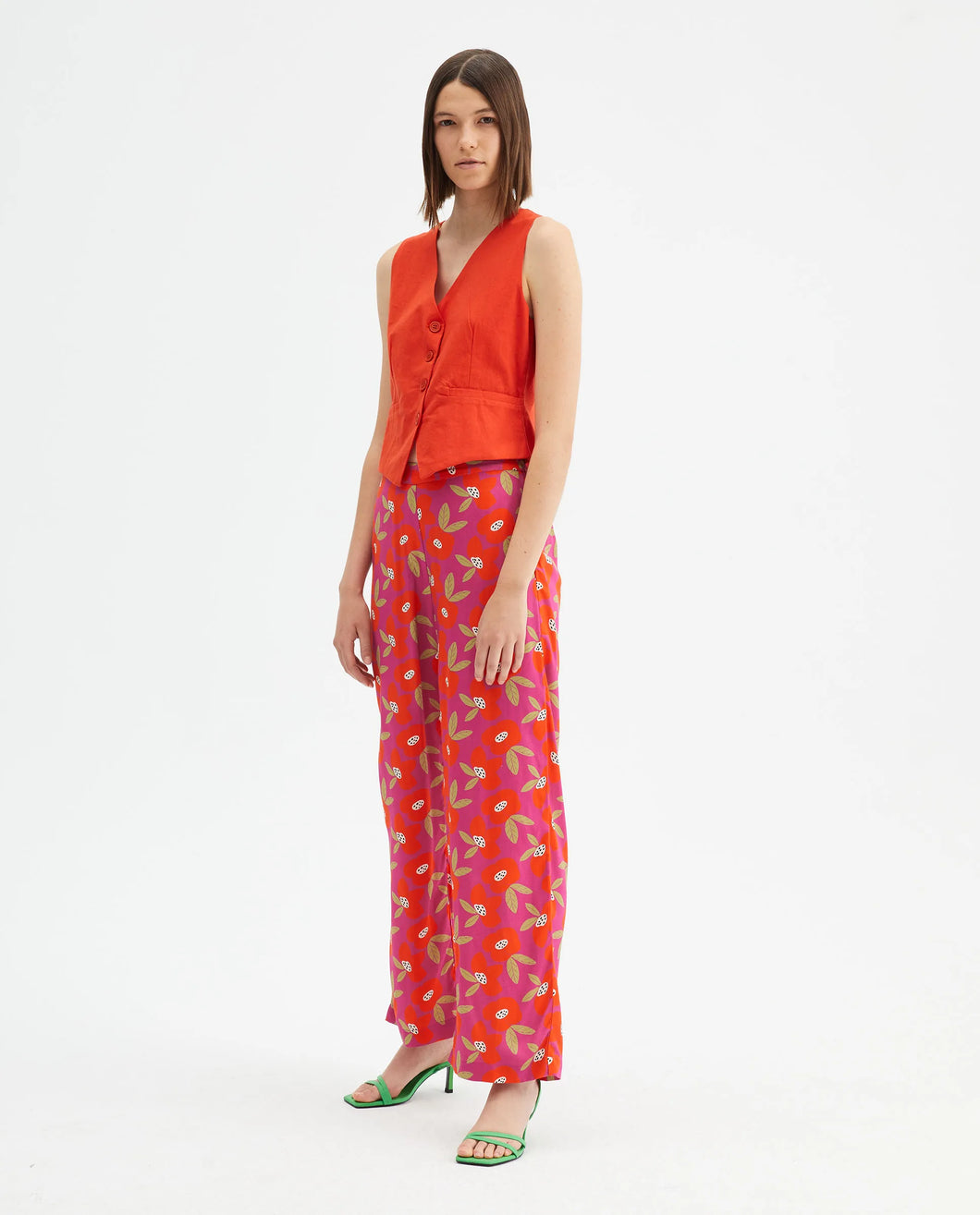 Trousers-Hibiscus Print