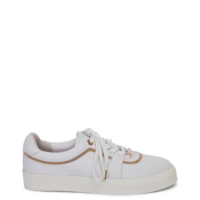 Amanza Trainer-White Embossed Calf