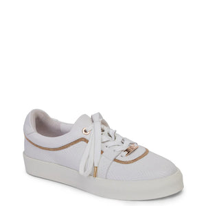 Amanza Trainer-White Embossed Calf