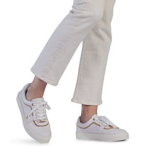 Amanza Trainer-White Embossed Calf