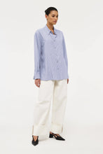Load image into Gallery viewer, Mirage Drape Shirt-French Navy Stripe