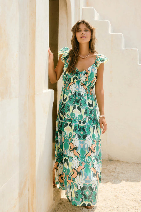 Aurora Frill Tank Dress-Paisley