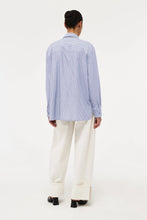 Load image into Gallery viewer, Mirage Drape Shirt-French Navy Stripe