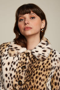 Anais Coat Cheetah Fur-Ivory