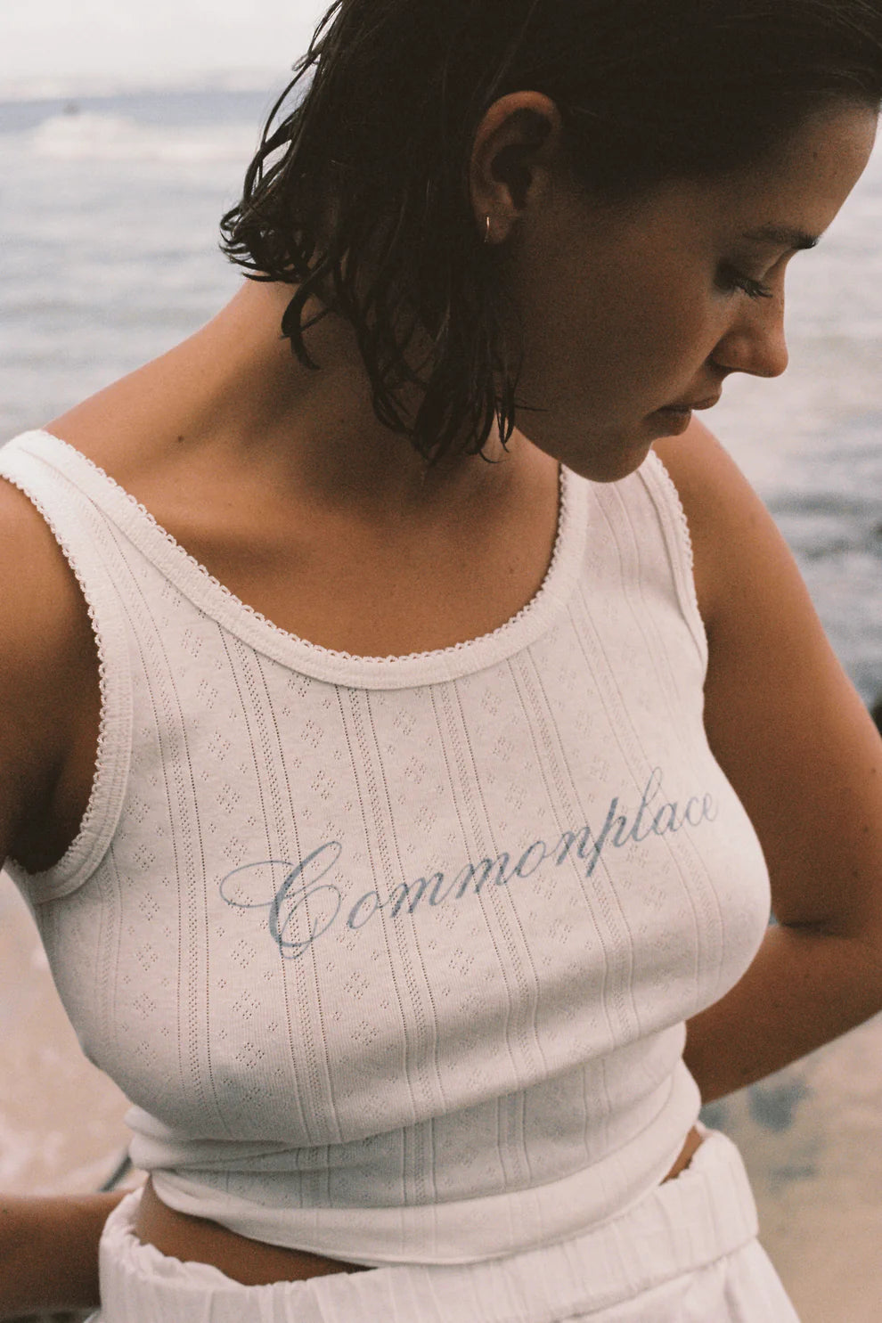 Riviera Pointelle Tank-Cream