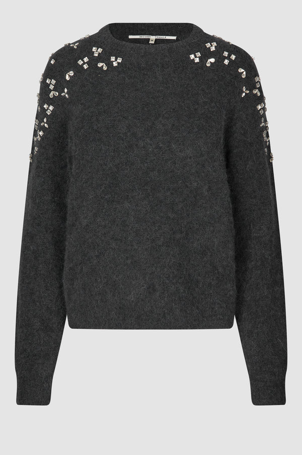 Sparkling Knit O-Neck-Grey Melange