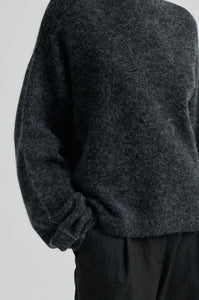 Aina Knit Cardigan-Dark Grey Melange
