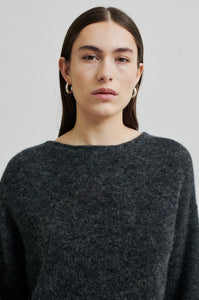 Aina Knit Cardigan-Dark Grey Melange