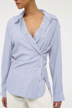 Load image into Gallery viewer, Mirage Drape Shirt-French Navy Stripe