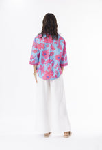Load image into Gallery viewer, Lidia Shirt-Turquoise base/Pink Print