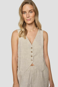 Melka Tili Linen Vest-Cement