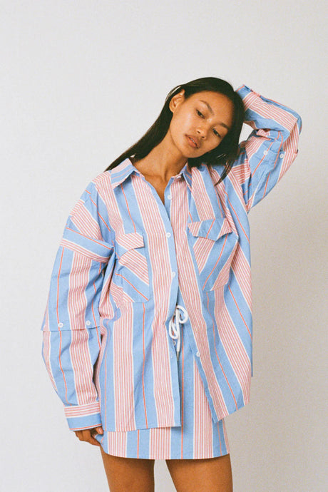 Eastern Shirt-Baby Blue/Pink
