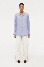 Load image into Gallery viewer, Mirage Drape Shirt-French Navy Stripe