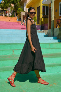 Brasilia Tie Maxi Dress-Black
