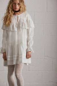 Celia Ruffle Mini Dress-White