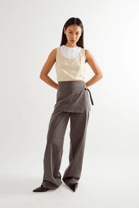 Millie Double Layer Tank-Sand/White