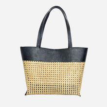 Load image into Gallery viewer, Venice Bag-Black (Rattan &amp; Leather)