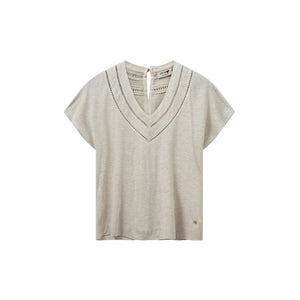 Coel V-Neck Tee-Cement