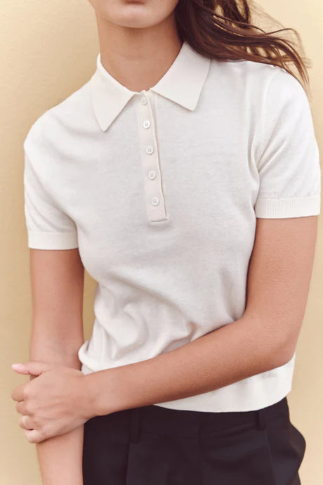 Sloane Cotton Cashmere Polo-Cream