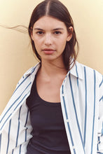 Load image into Gallery viewer, Nara Stripe Long Sleeve Shirt-White/True Navy