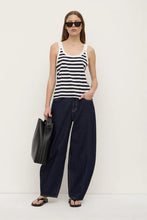 Load image into Gallery viewer, Adria Stripe Jersey Tank-White/Navy Stripe