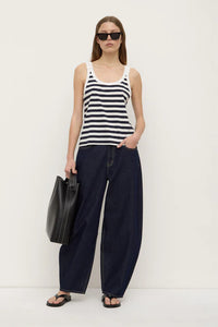 Adria Stripe Jersey Tank-White/Navy Stripe