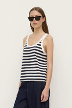Load image into Gallery viewer, Adria Stripe Jersey Tank-White/Navy Stripe
